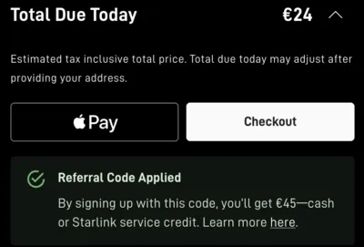 Starlinkin kassa: suosittelukoodi lisätty, 45 € rahana tai palveluhyvityksenä