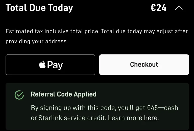 Starlinkin kassa: suosittelukoodi lisätty, 45 € rahana tai palveluhyvityksenä